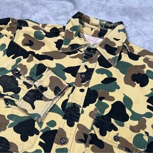 VTG 70's Frostproof Flannel Shirt Mens L Duck Frog Camo Hunting L/S Button Up